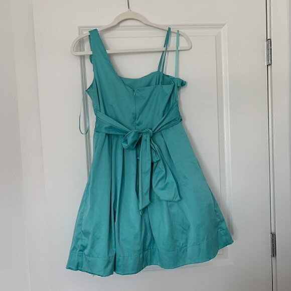 Charlotte Russe Women Juniors One Shoulder Rosette Aqua Dress, Size 7/8 juniors - Picture 3 of 12